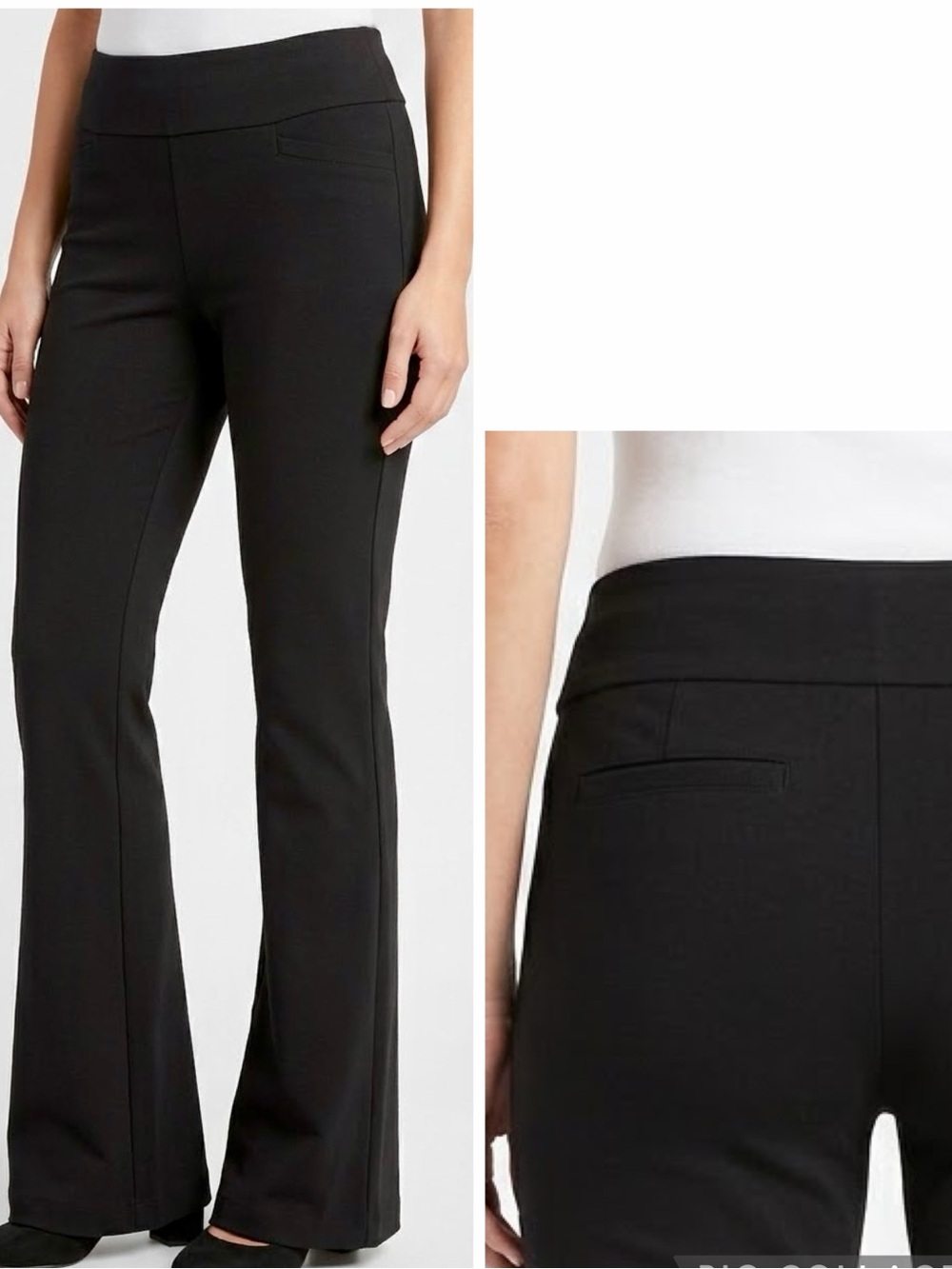 NEW YORK & CO. Stretchy Knit Black Boot-Cut Pull-On Ponte Pants — #LHP